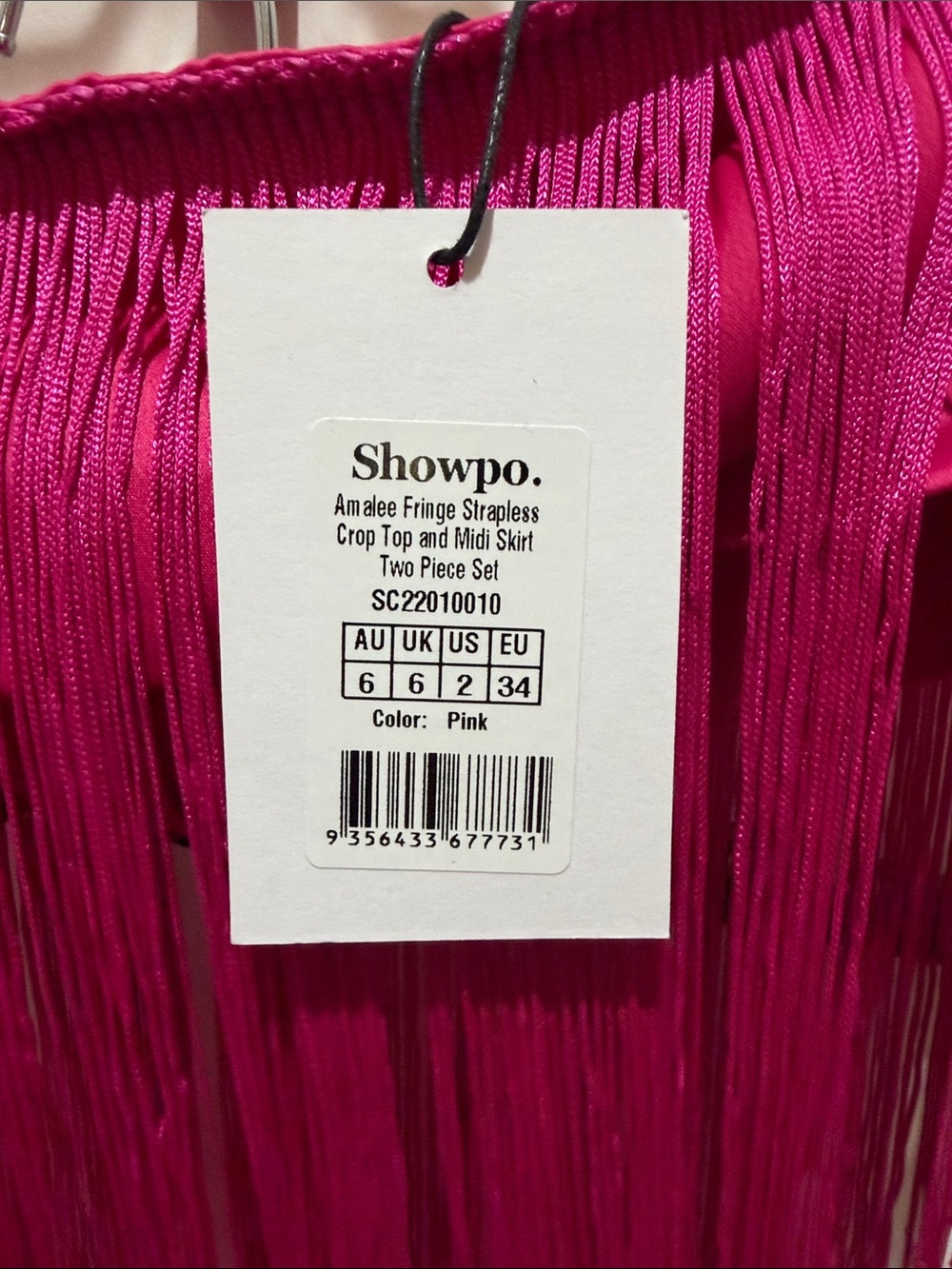 Showpo. Fuchsia Strapless 2 piece Fringe Maxi top and skirt - Picture 3 of 5